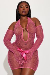 Your Temptation Fishnet Bodystocking Dress - Hot Pink sold by Fashion Nova