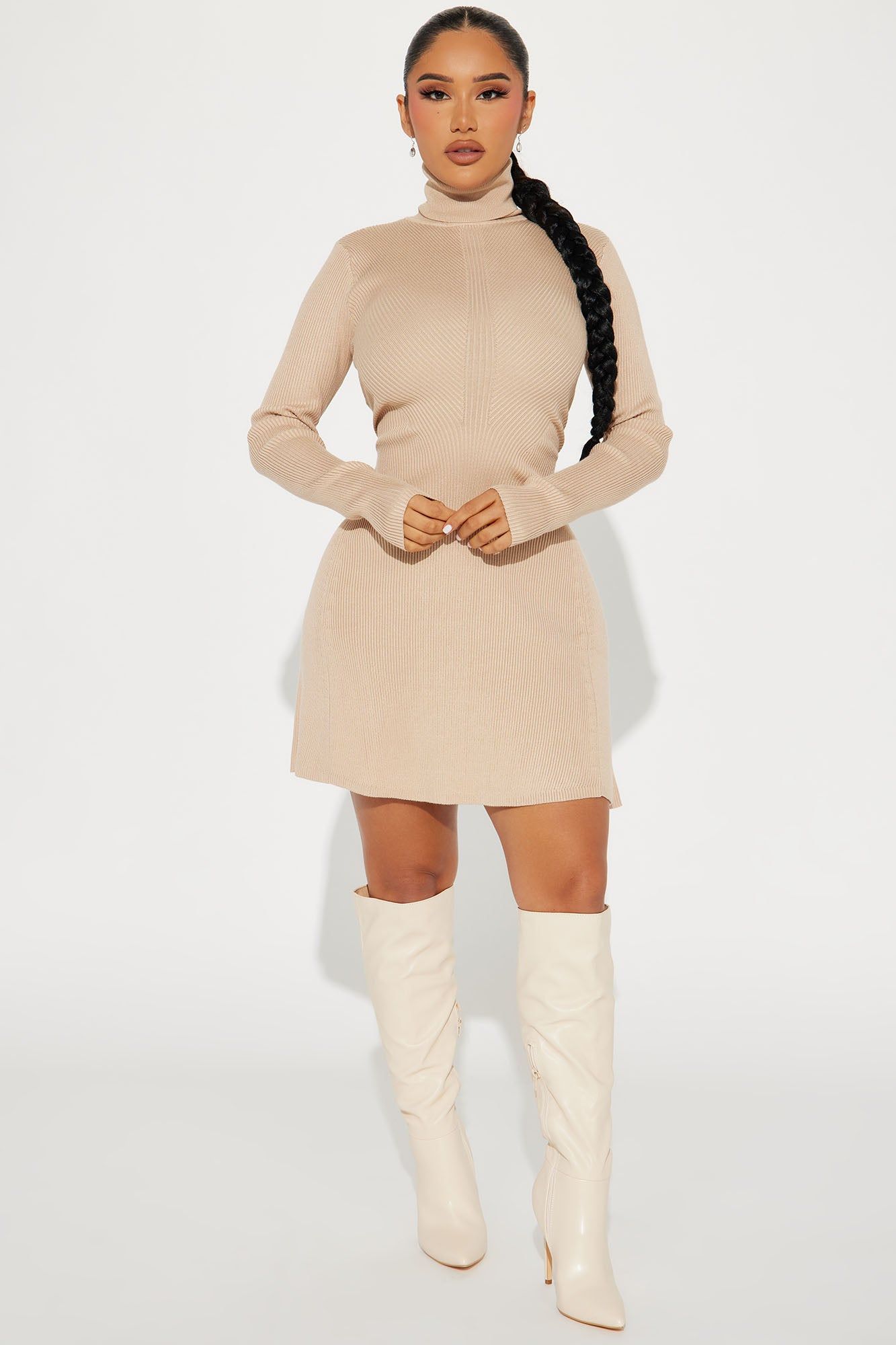 Jodie Ribbed Mini Dress - Taupe sold by Fashion Nova
