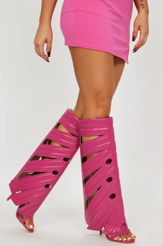 Ready To Rave Heeled Boots - Pink sold by Fashion Nova