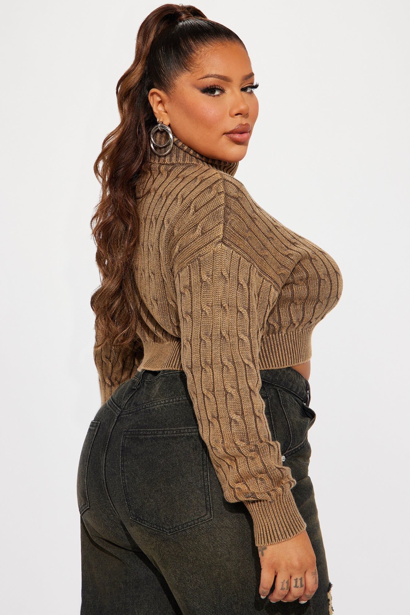 Almost Daily Cable Knit Sweater - Brown sold by Fashion Nova product image thumbnail 6