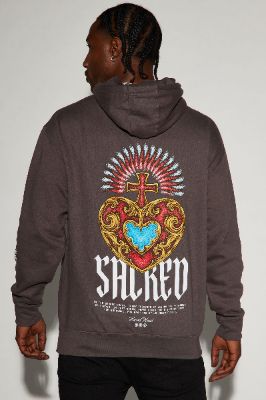 Sacred Heart Hoodie - Grey sold by Fashion Nova