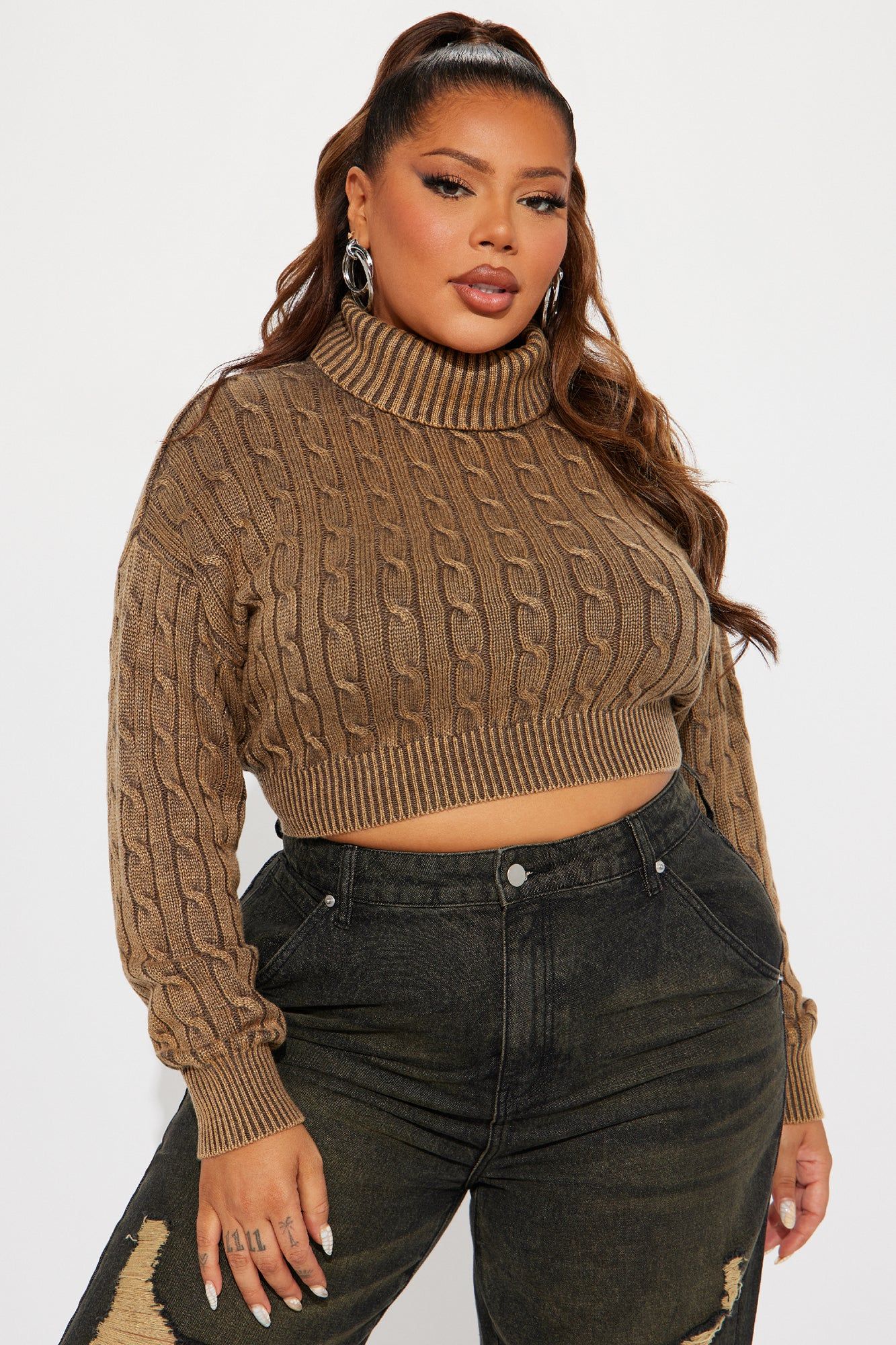 Almost Daily Cable Knit Sweater - Brown sold by Fashion Nova product image thumbnail 4
