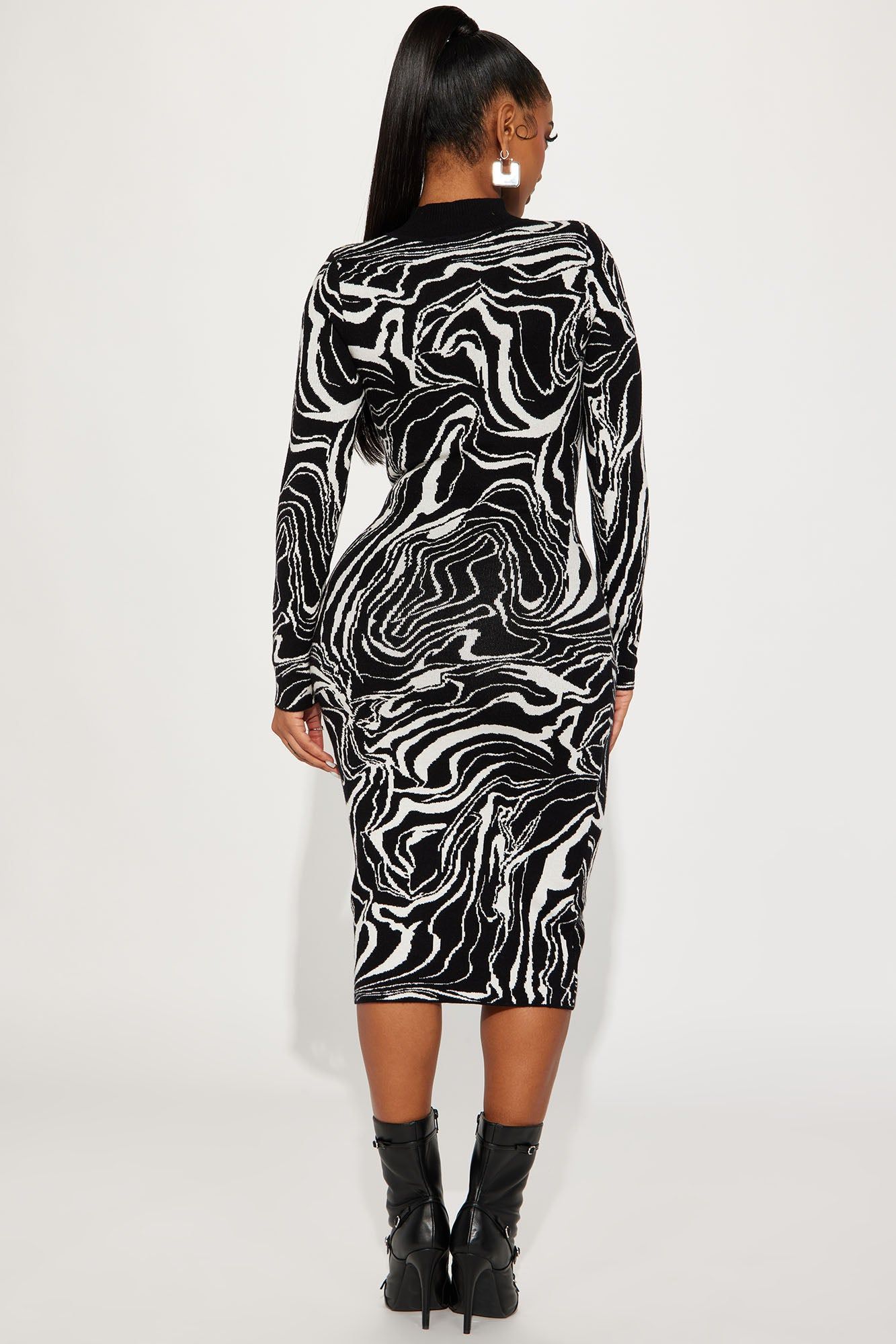 Laila Sweater Midi Dress - Black/White sold by Fashion Nova product image thumbnail 3
