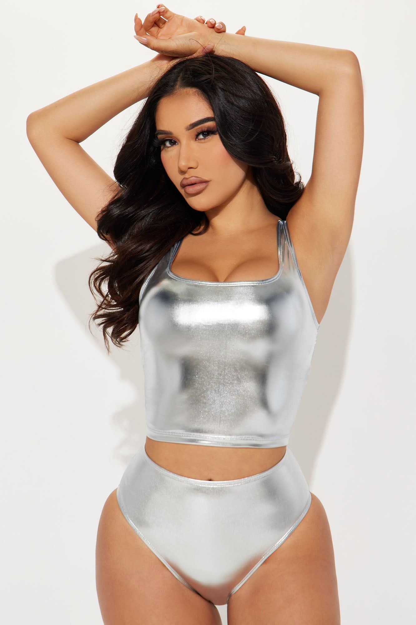Maui Metallic High Rise Bikini Bottom - Silver sold by Fashion Nova product image thumbnail 2