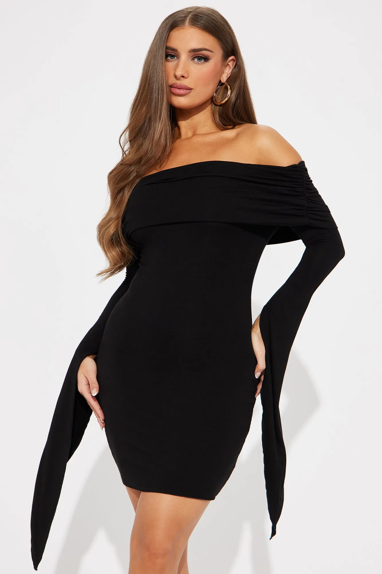 Bring The Drama Off Shoulder Mini Dress - Black sold by Fashion Nova product image thumbnail 2