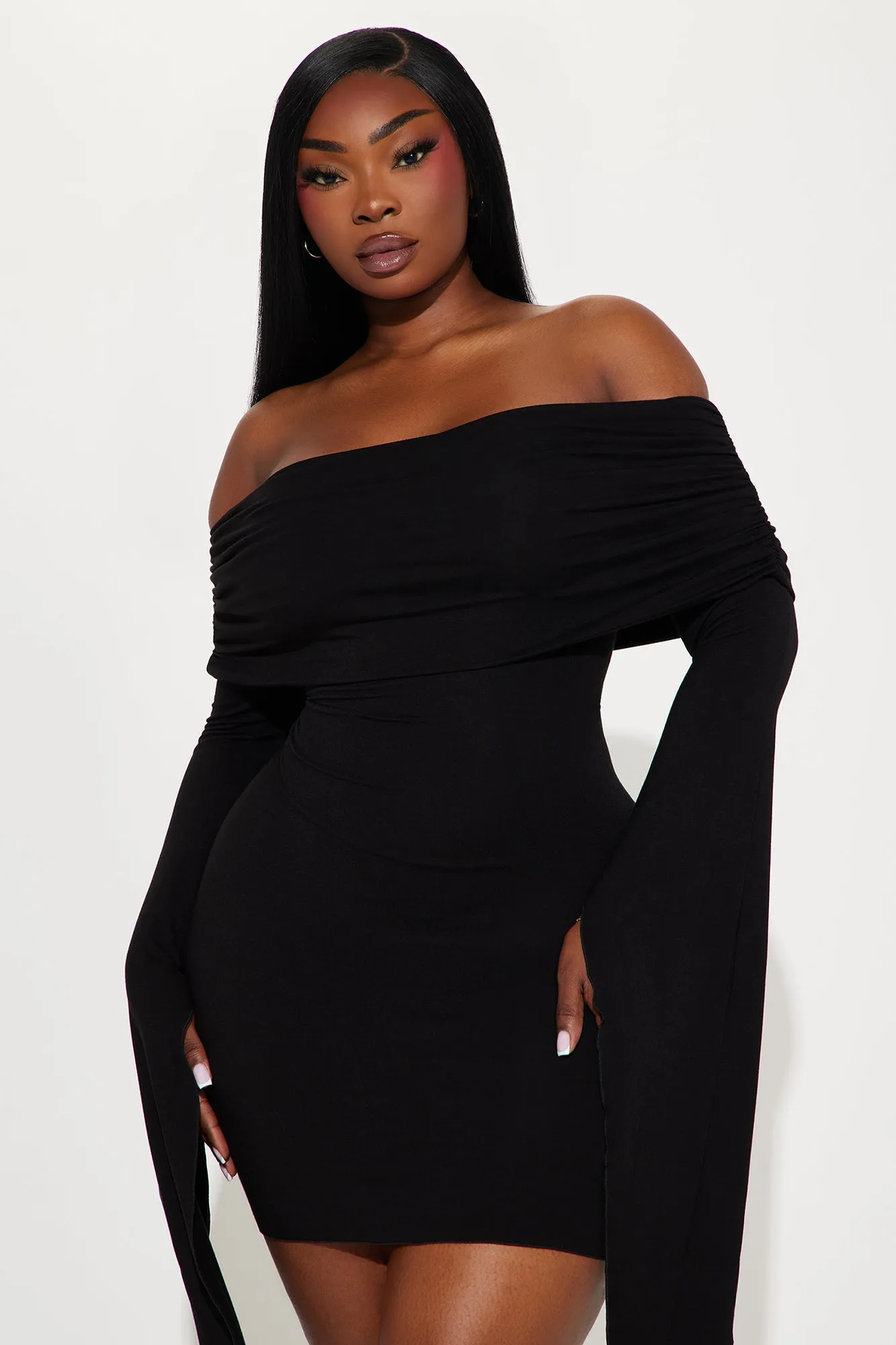 Bring The Drama Off Shoulder Mini Dress - Black sold by Fashion Nova product image thumbnail 5