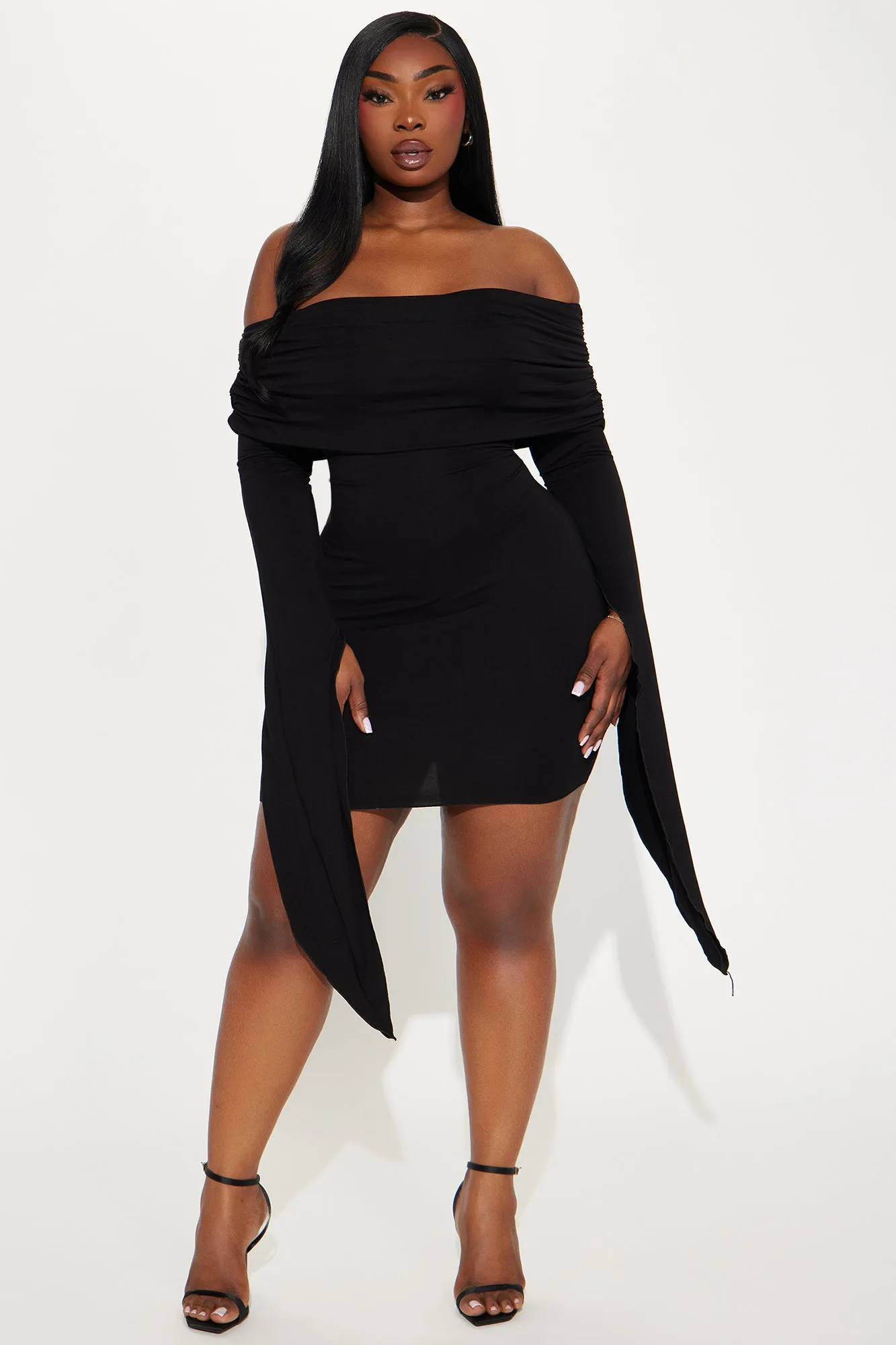 Bring The Drama Off Shoulder Mini Dress - Black sold by Fashion Nova product image thumbnail 4