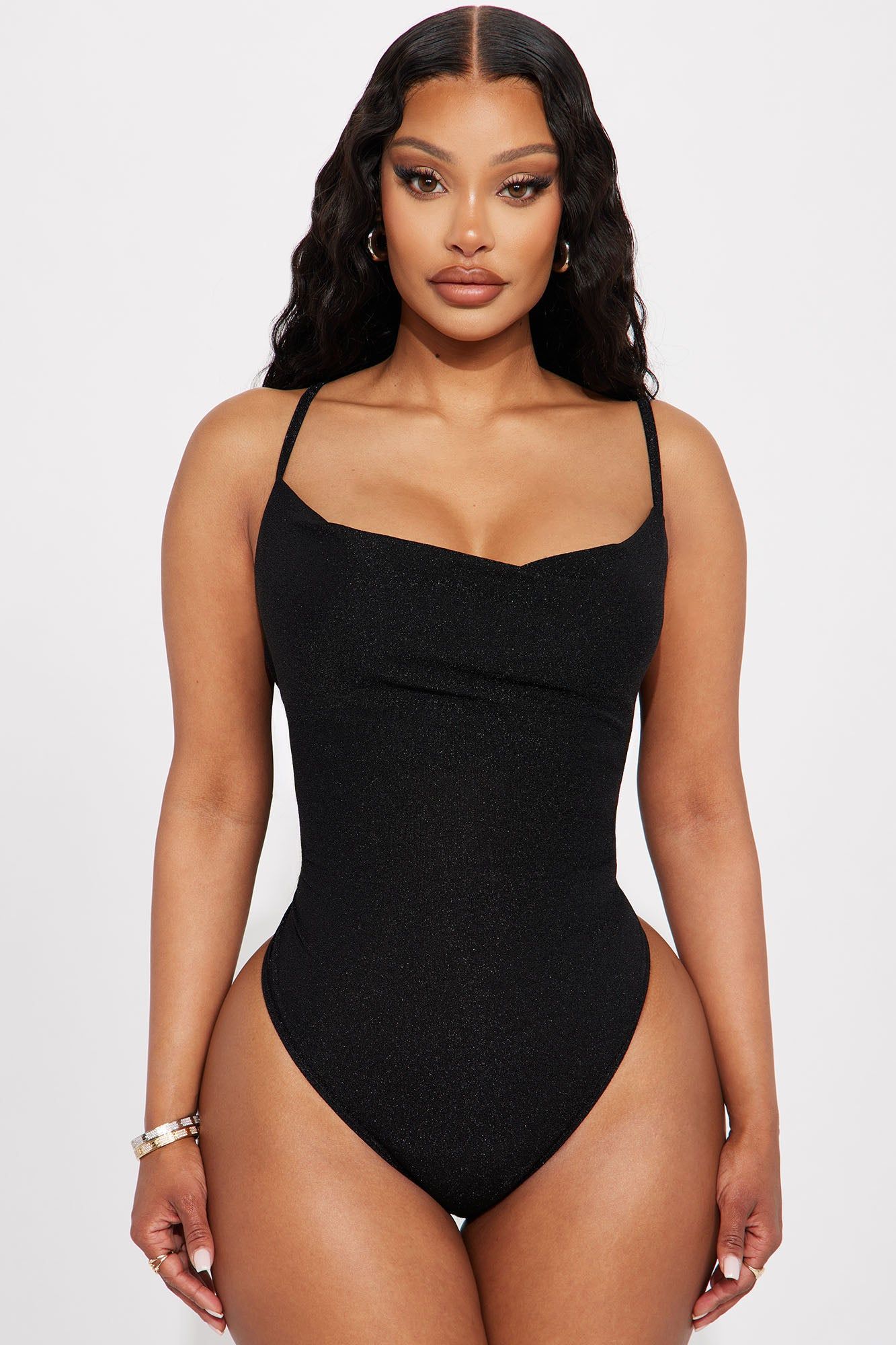 Shine A Little Bodysuit - Black sold by Fashion Nova