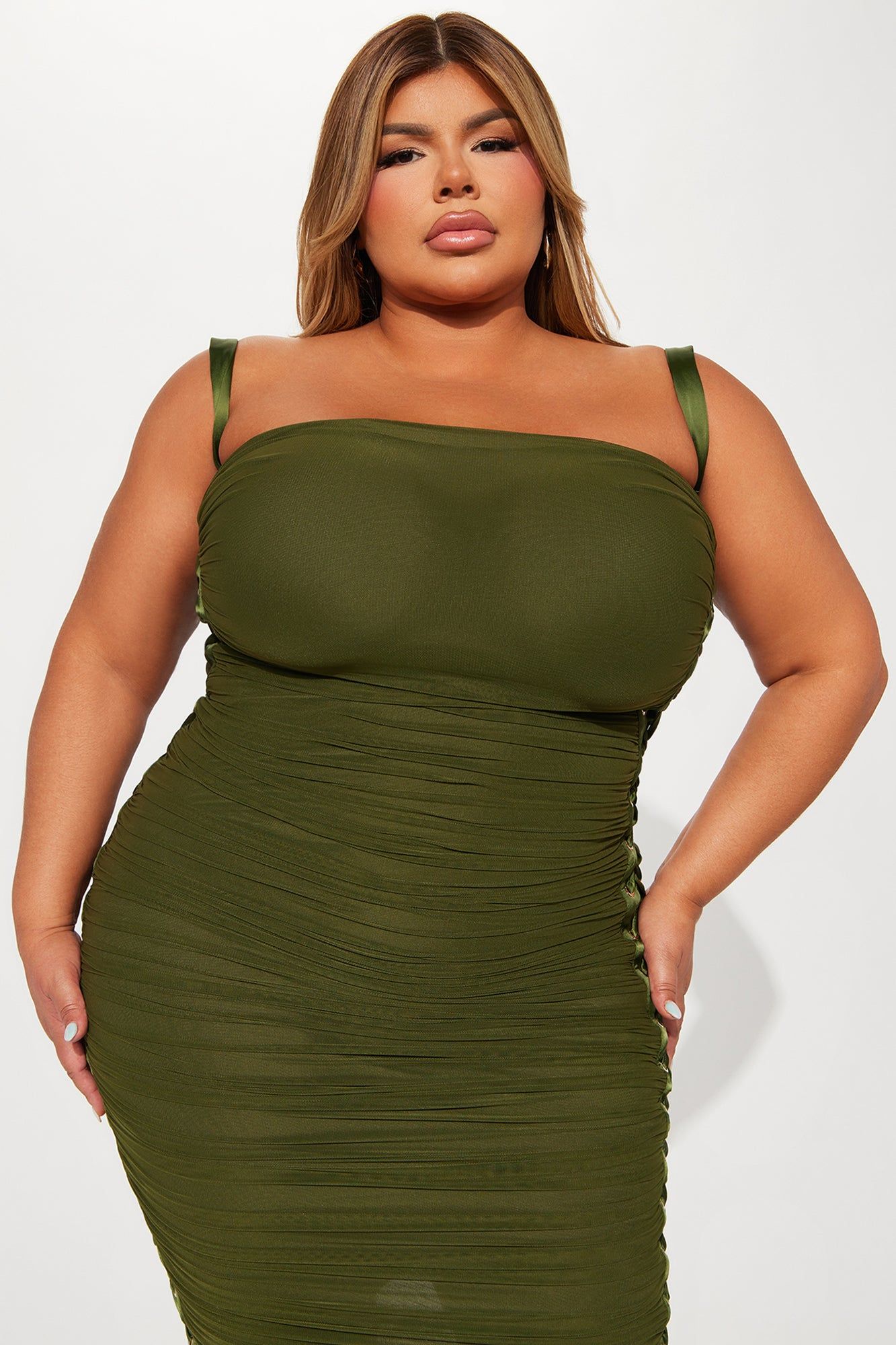 Laces Tied Maxi Dress - Olive sold by Fashion Nova product image thumbnail 2