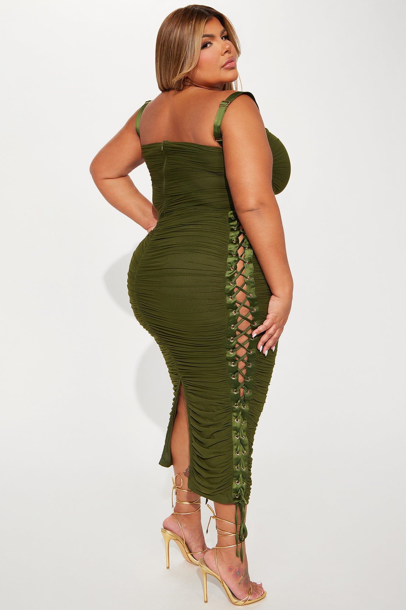 Laces Tied Maxi Dress - Olive sold by Fashion Nova product image thumbnail 4