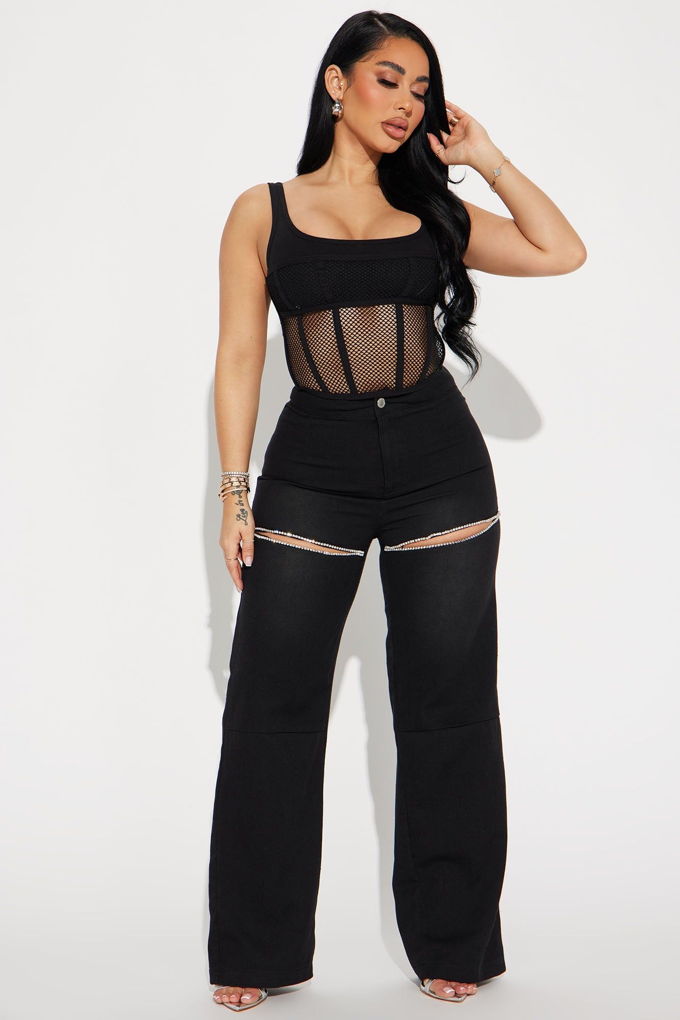 Swift Thinking Fishnet Corset Top - Black sold by Fashion Nova product image thumbnail 2