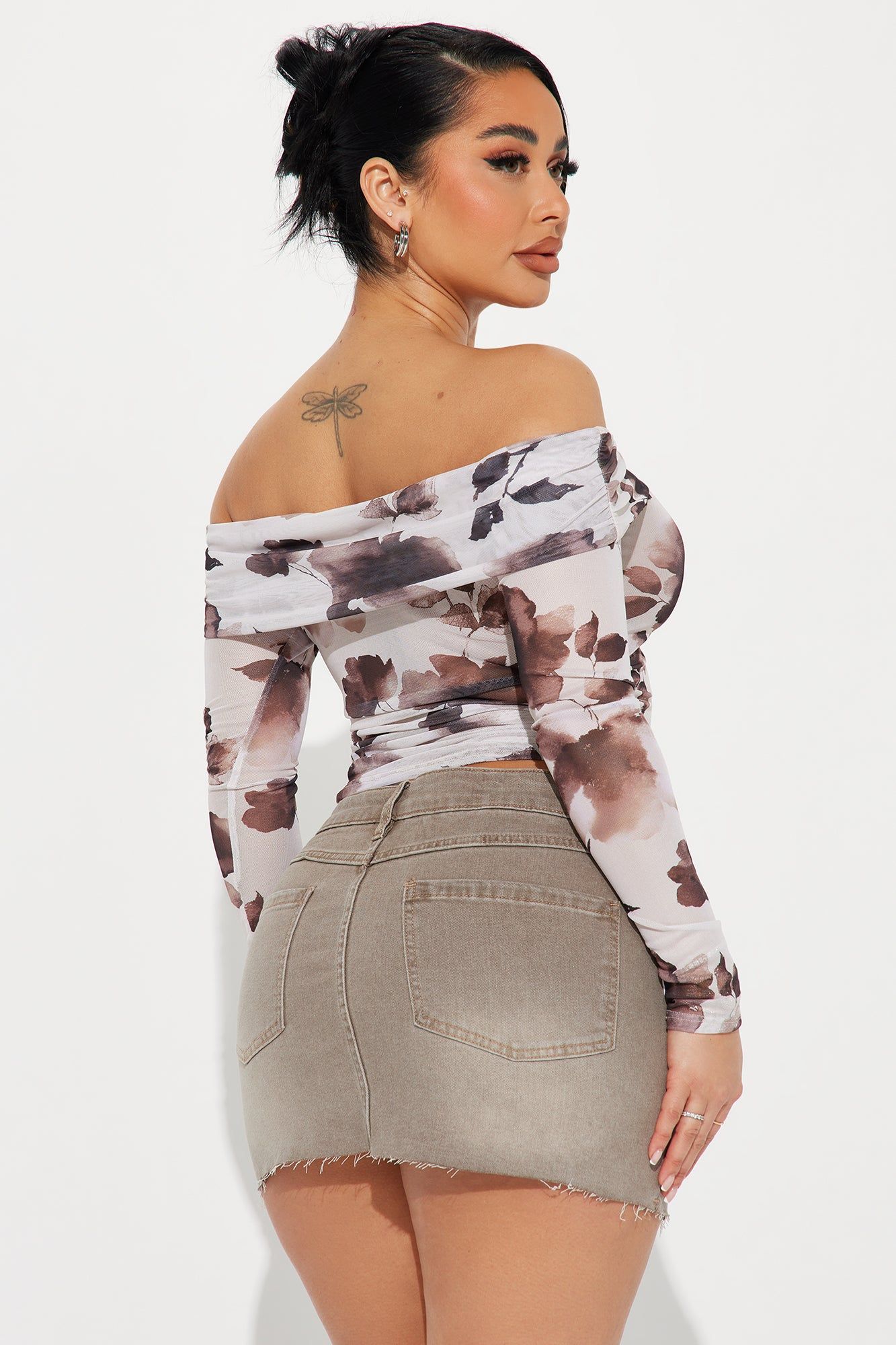 Rosy Dreams Off Shoulder Top - Sand/combo sold by Fashion Nova product image thumbnail 4