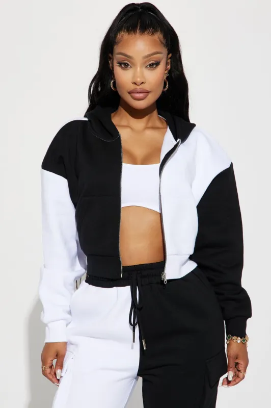 Melinda Color Block Lounge Hoodie - Black/White made by Fashion Nova