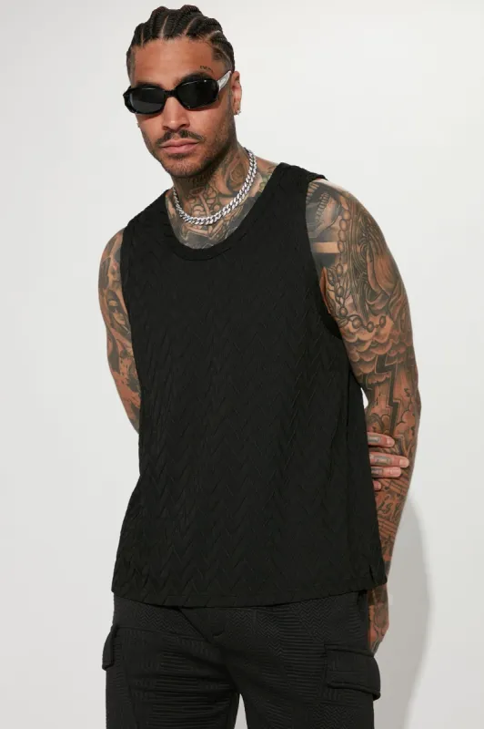 Feel Me Textured Knit Tank - Black sold by Fashion Nova