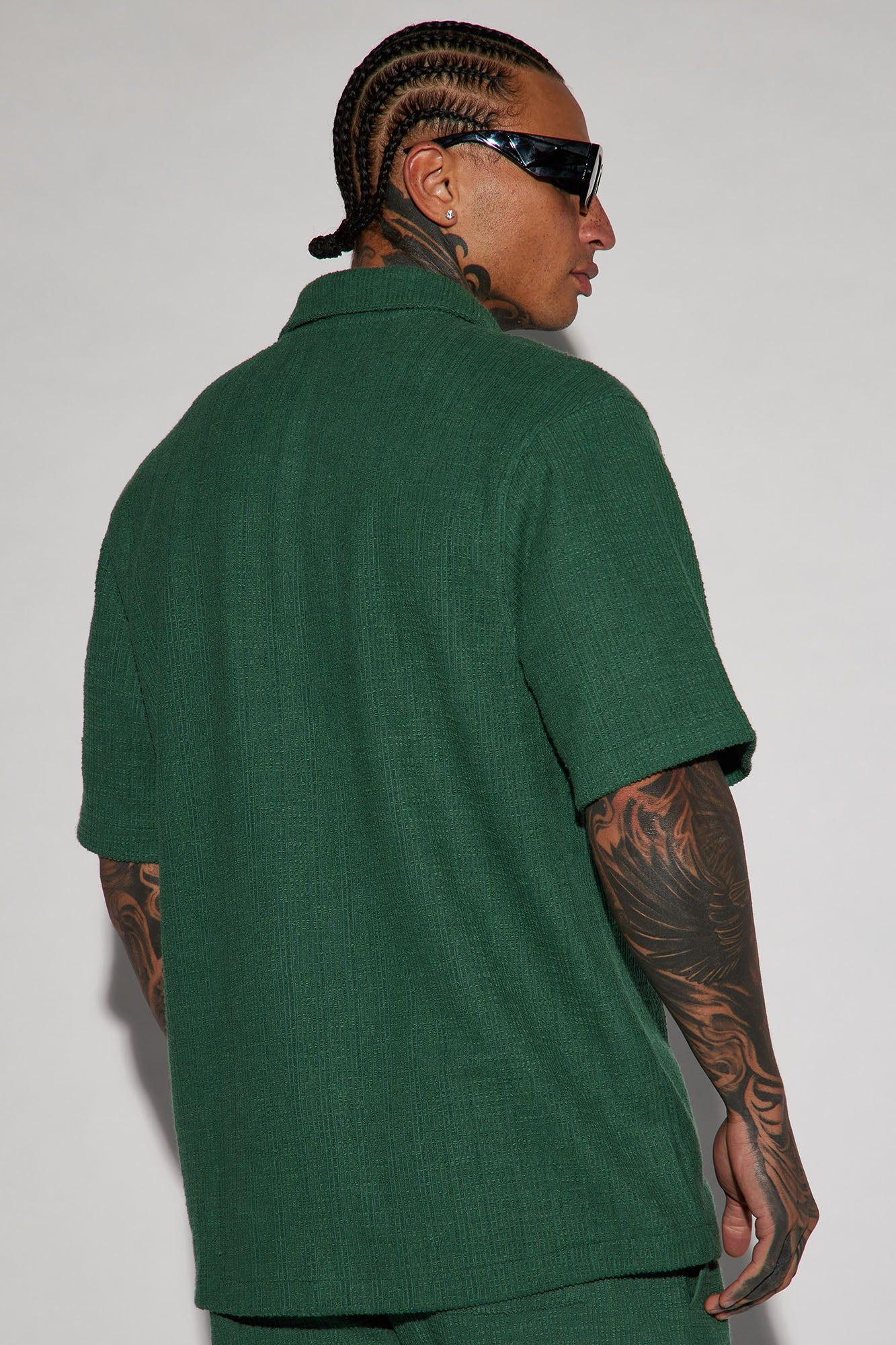 Dean Textured Short Sleeve Button Up Shirt - Hunter sold by Fashion Nova product image thumbnail 4