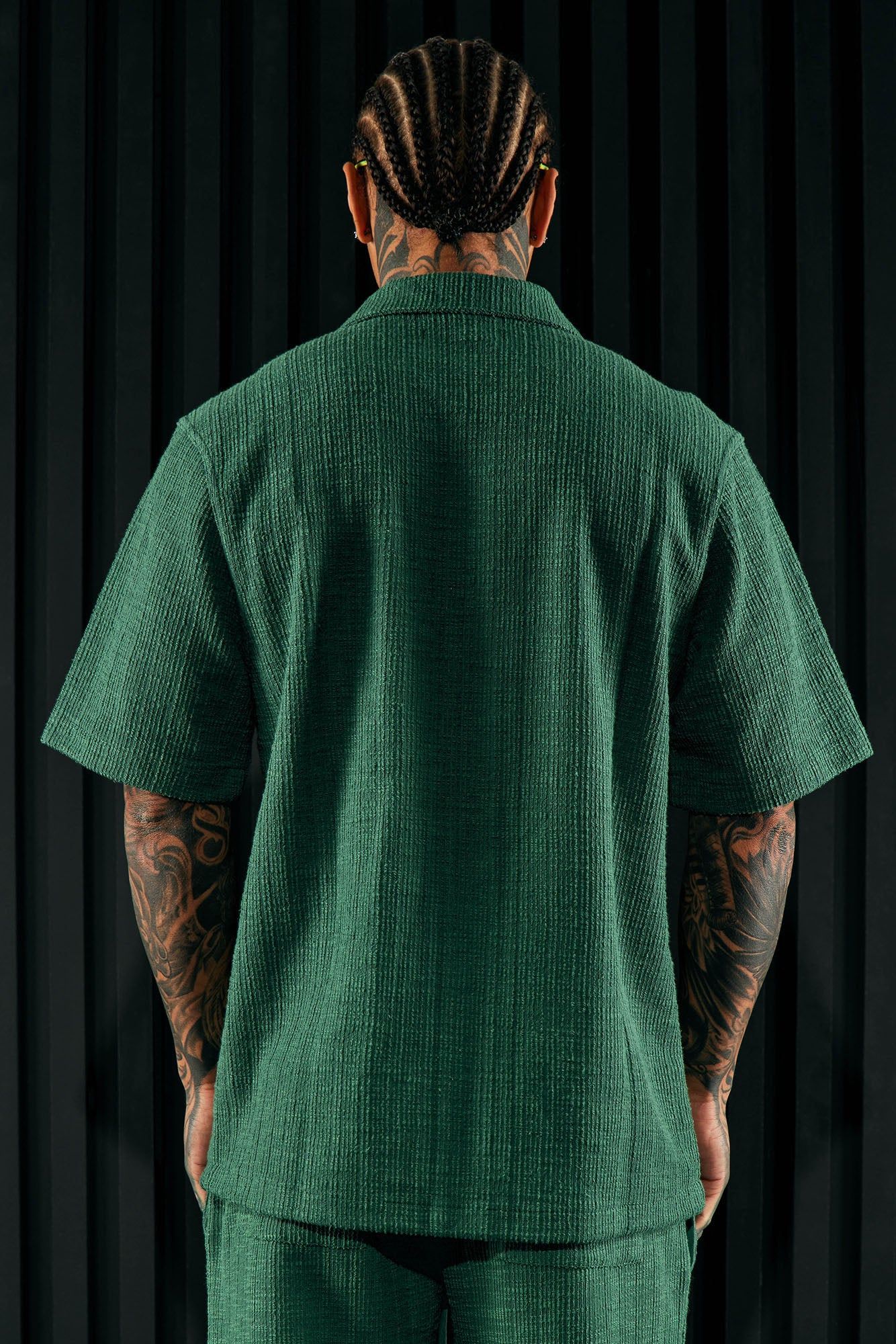 Dean Textured Short Sleeve Button Up Shirt - Hunter sold by Fashion Nova product image thumbnail 3