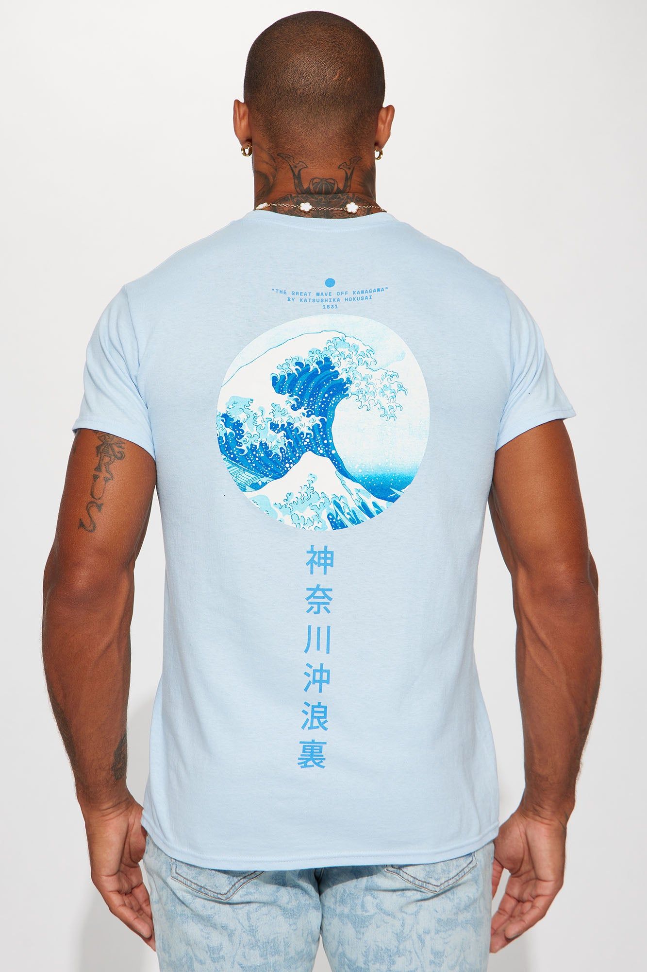 The Great Wave Short Sleeve Tee - Light Blue sold by Fashion Nova