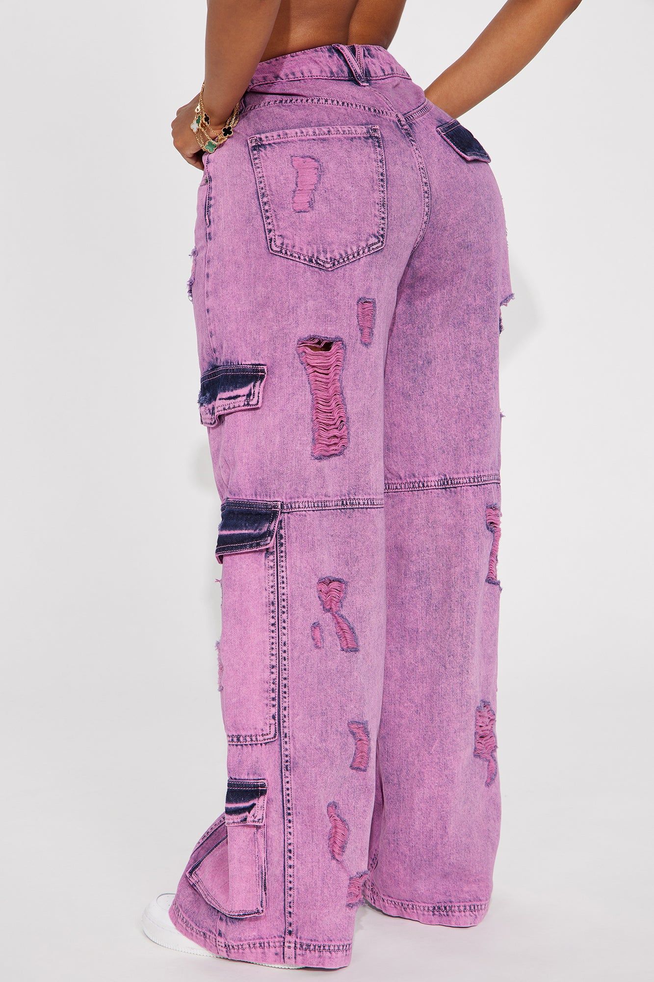 Mixed Signals Ripped Baggy Jeans - Pink sold by Fashion Nova product image thumbnail 3