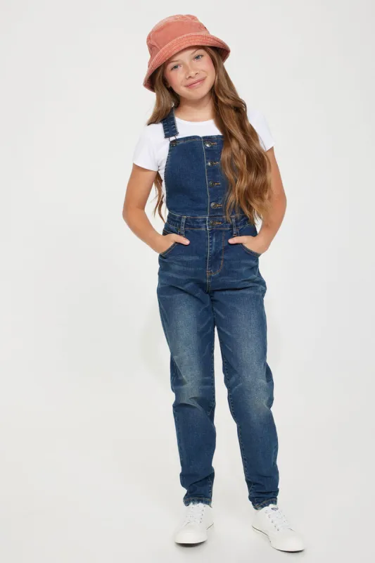 Mini Chase Me Outside Denim Overalls - Dark Wash sold by Fashion Nova