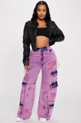 Mixed Signals Ripped Baggy Jeans - Pink sold by Fashion Nova