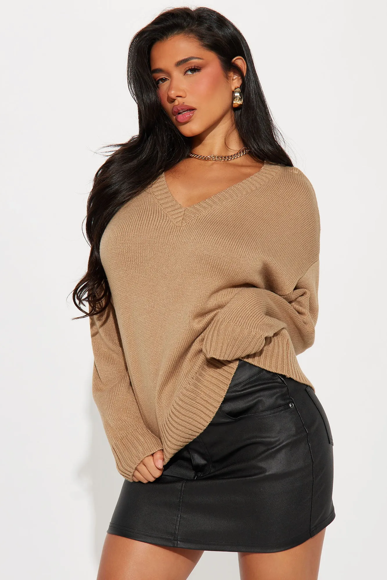 My Favorite Oversized Sweater - Taupe sold by Fashion Nova