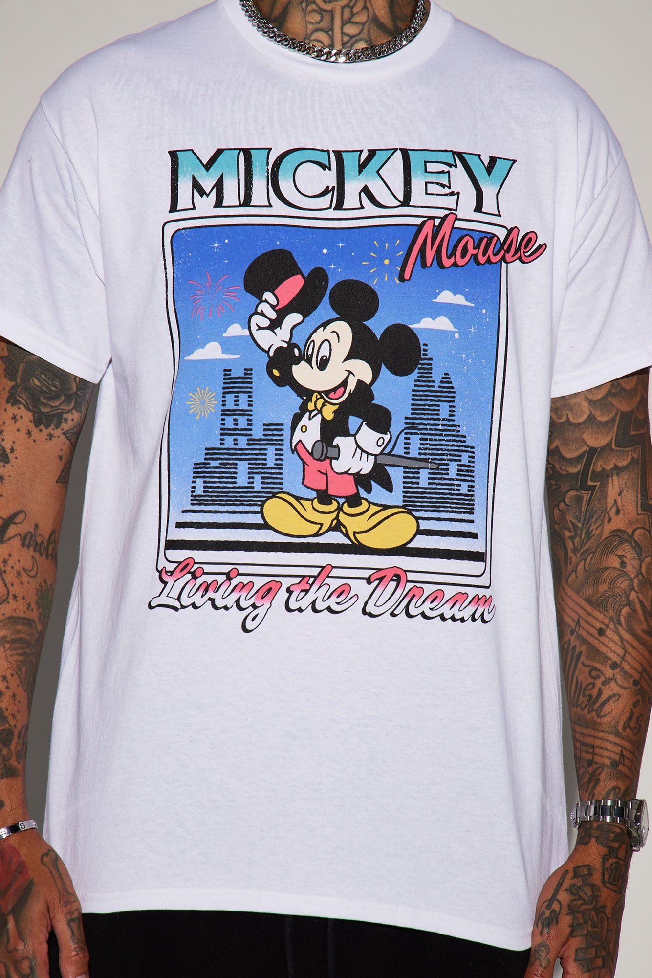 Mickey Living The Dream Graphic Short Sleeve Tee - White sold by Fashion Nova product image thumbnail 3
