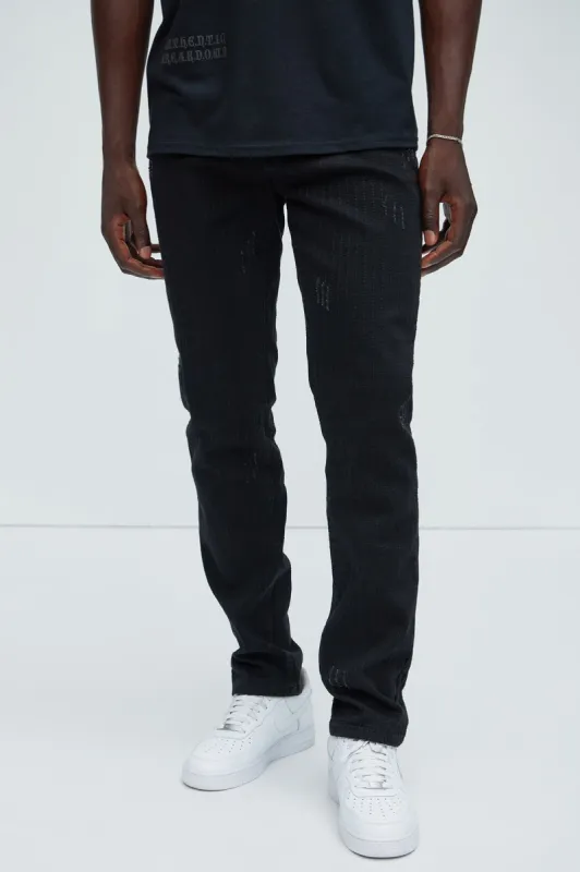 Line Me Up Stitched Slim Pants - Black sold by Fashion Nova