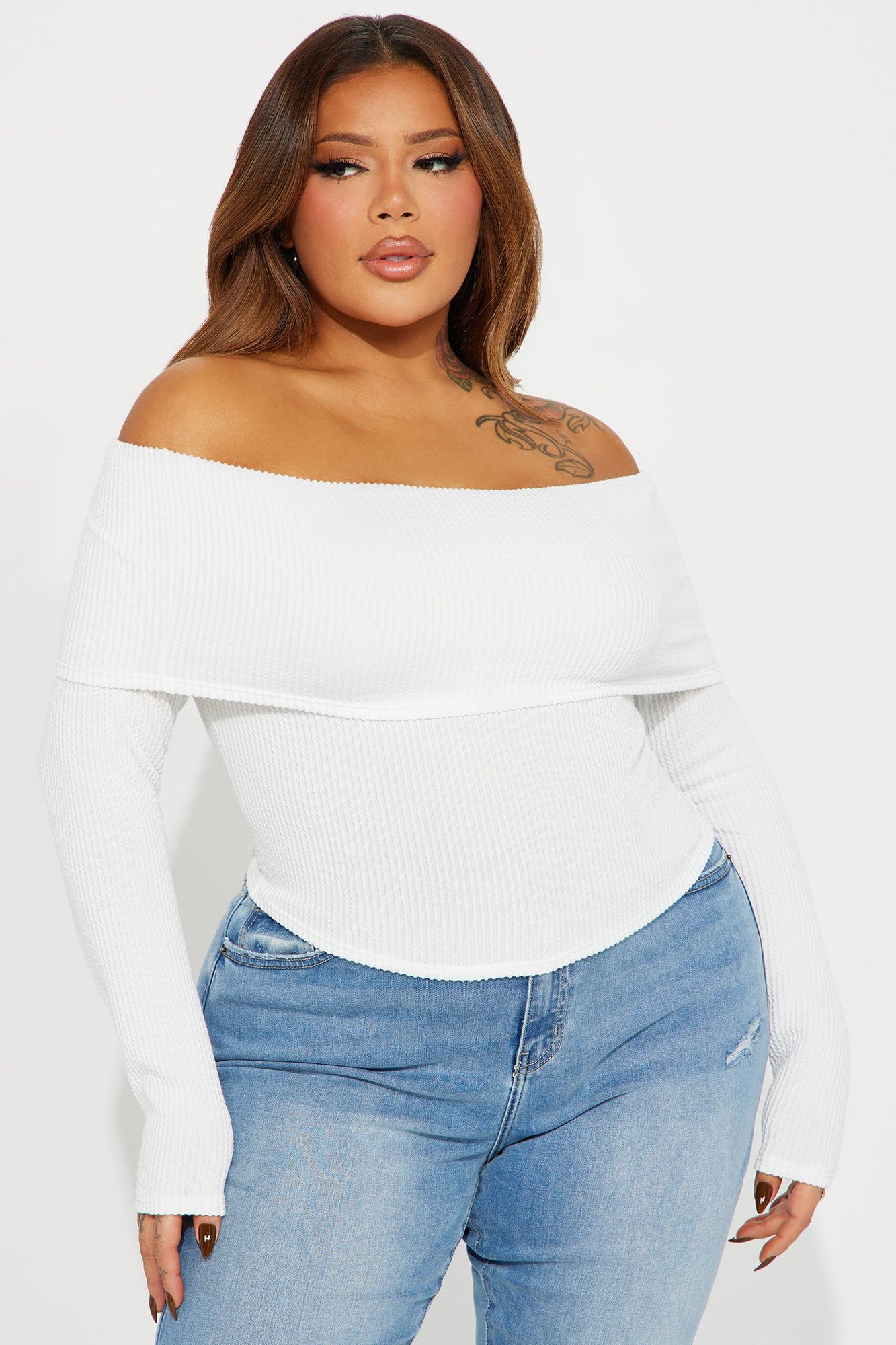 Best Of Luck Off Shoulder Top - White sold by Fashion Nova product image thumbnail 4