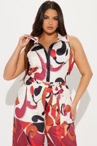 This Energy Jumpsuit  - Rust/combo sold by Fashion Nova