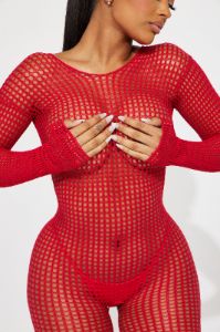 Give Me Your All Jumpsuit Bodystocking - Red sold by Fashion Nova