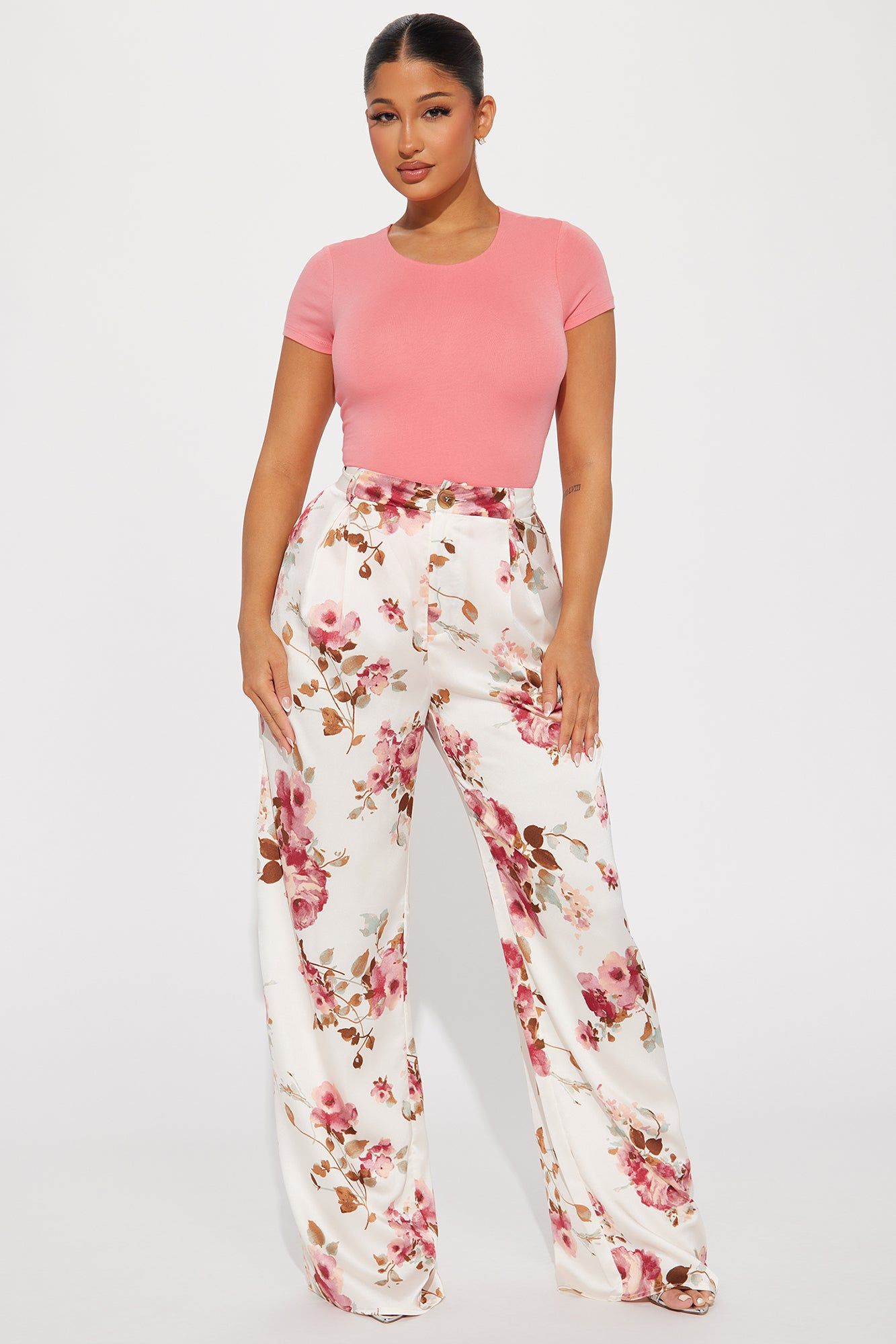 Lover Gal Satin Trouser - Cream/combo sold by Fashion Nova product image thumbnail 3