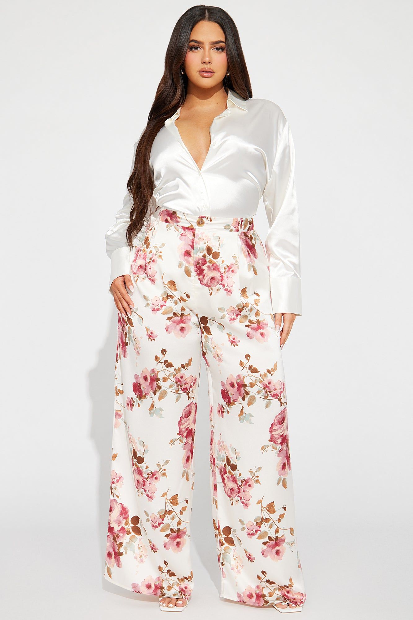 Lover Gal Satin Trouser - Cream/combo sold by Fashion Nova product image thumbnail 4
