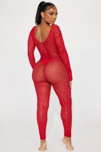 Give Me Your All Jumpsuit Bodystocking - Red sold by Fashion Nova