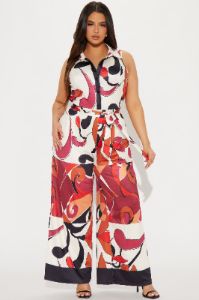 This Energy Jumpsuit  - Rust/combo sold by Fashion Nova
