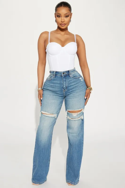 Remi Ripped Stretch Baggy Jeans - Medium Wash sold by Fashion Nova