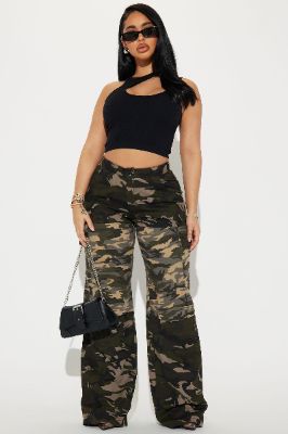 Watch Out Camo Cargo Pant - Olive/combo sold by Fashion Nova
