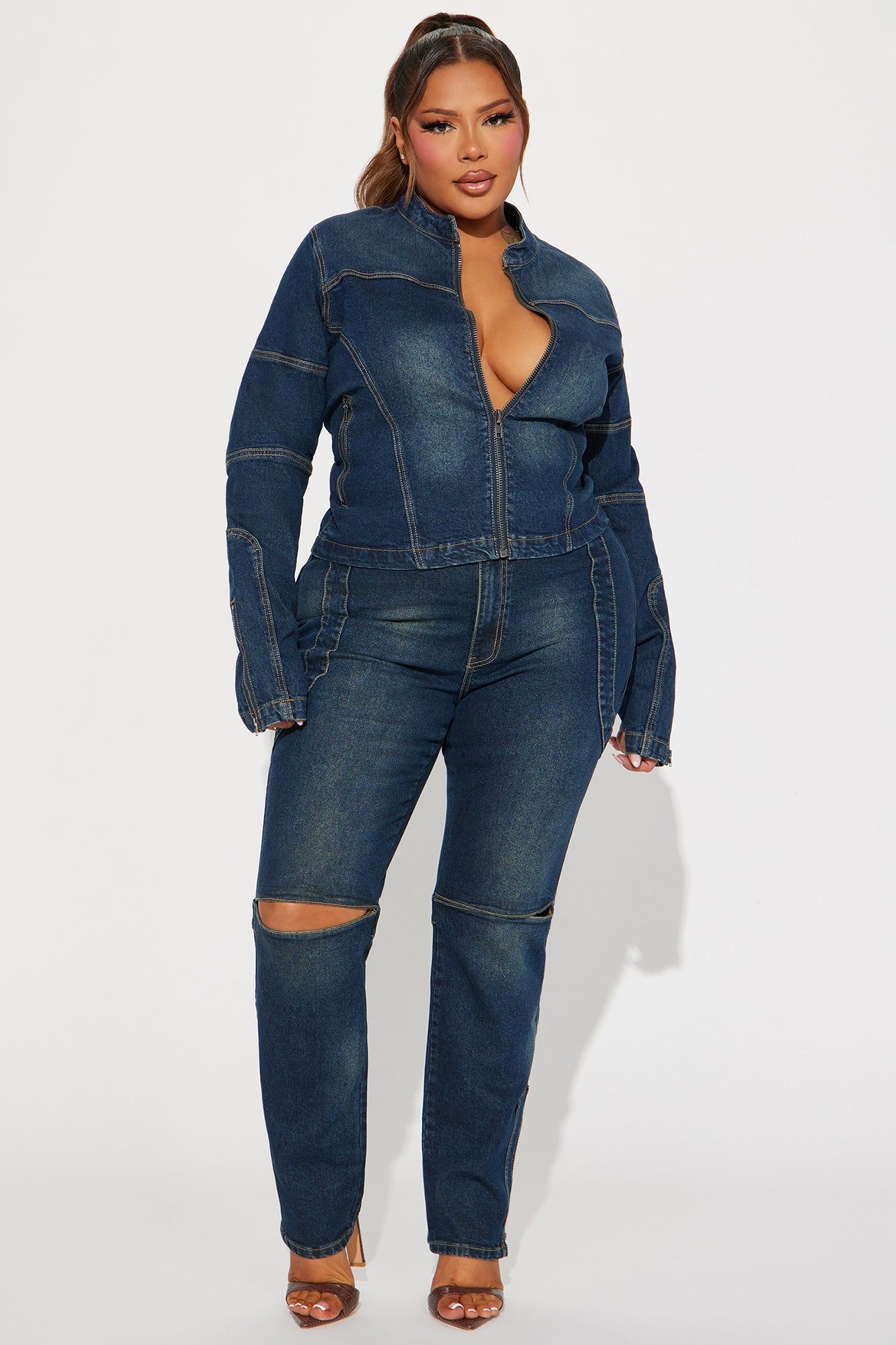 In The Running Denim Moto Jacket - Dark Wash sold by Fashion Nova product image thumbnail 5