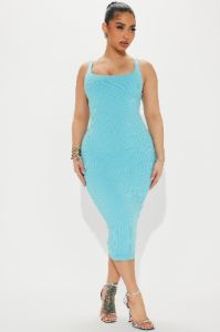 Jennifer Double Lined Midi Dress - Blue sold by Fashion Nova