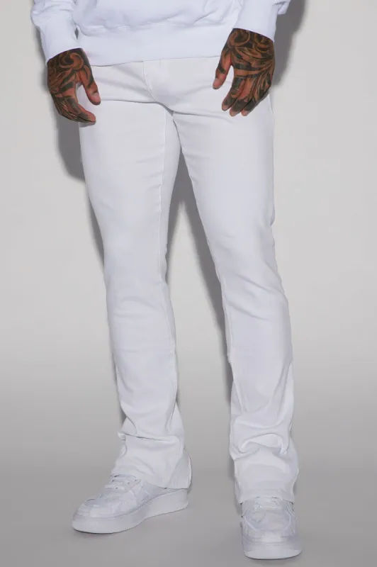 Drop Top Convertible Stacked Skinny Jeans - White sold by Fashion Nova