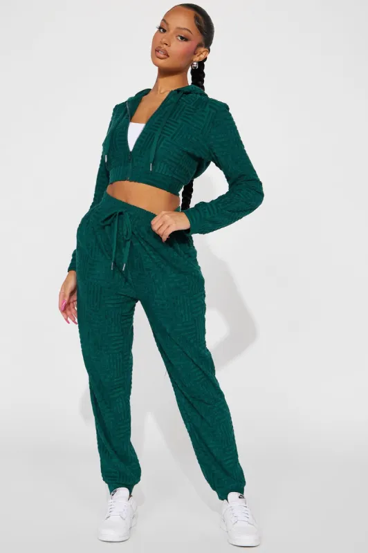 Stay Focused French Terry Jogger Set - Hunter sold by Fashion Nova