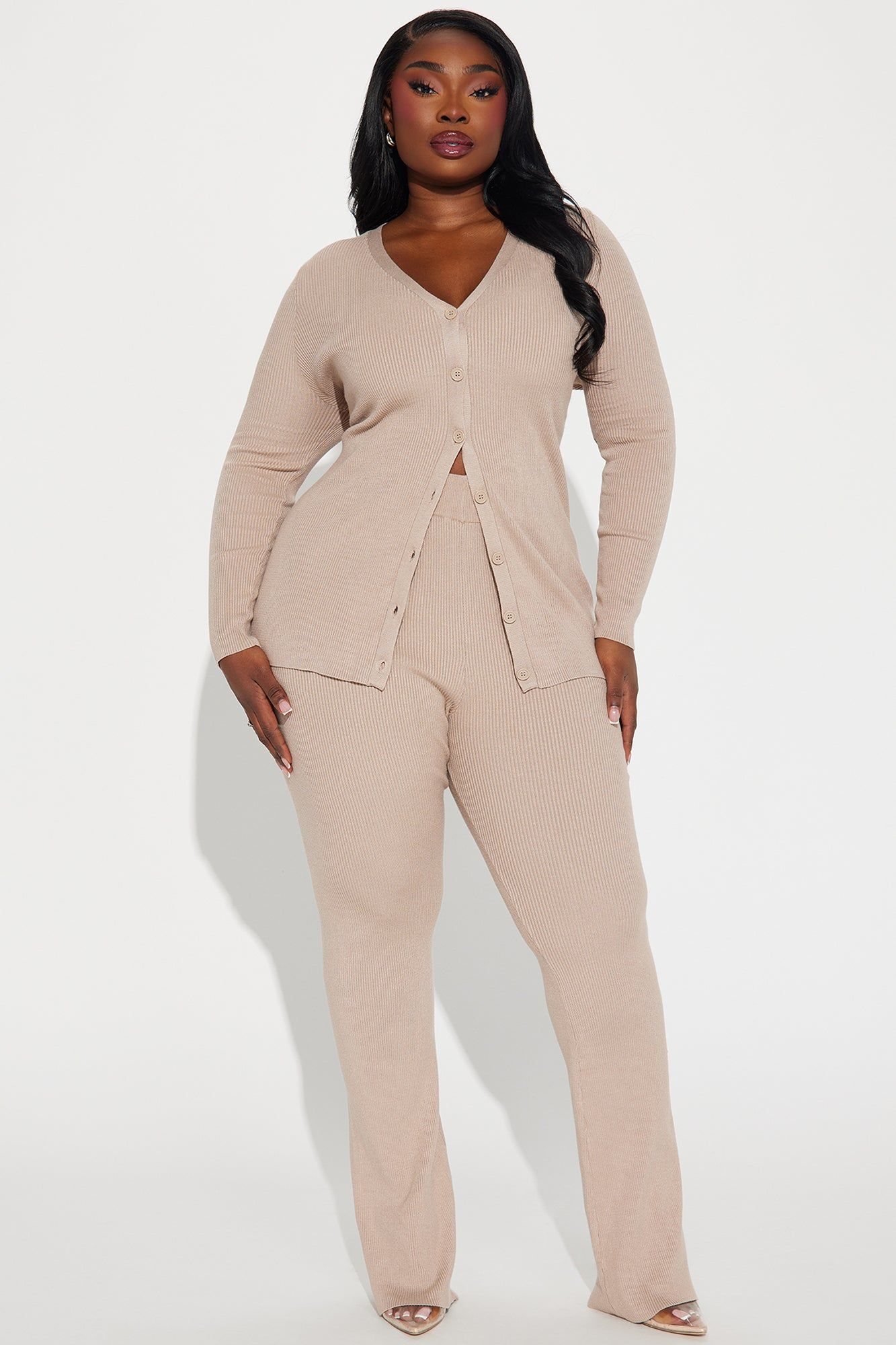 Sasha Ribbed Pant Set - Taupe sold by Fashion Nova product image thumbnail 4