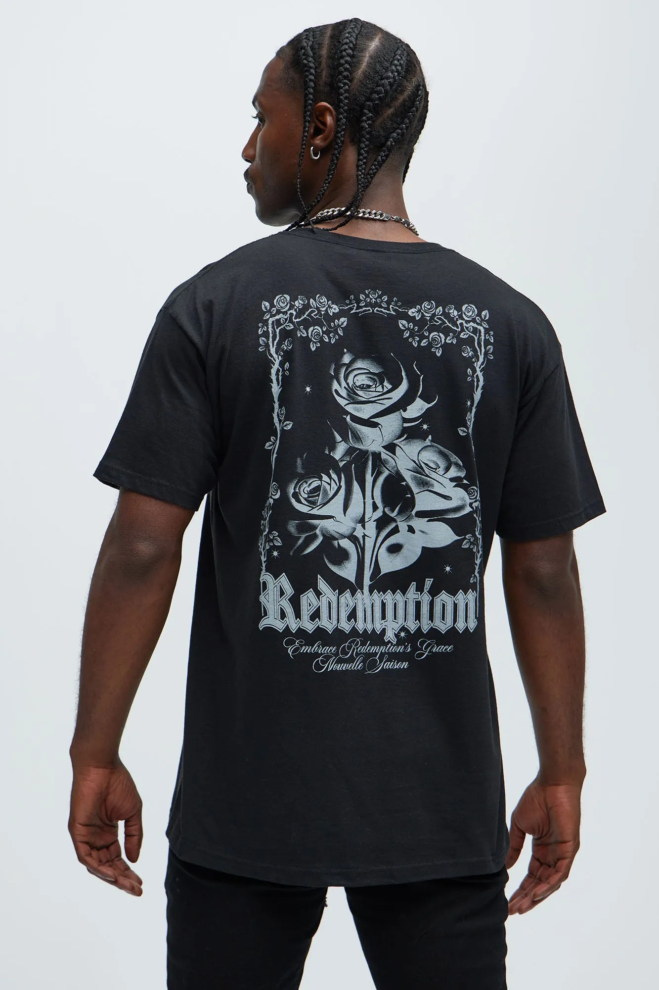 Redemption In Bloom Short Sleeve Tee - Black sold by Fashion Nova