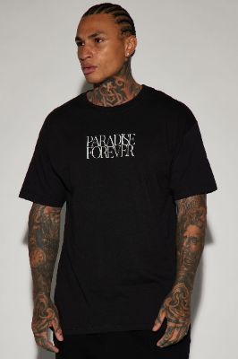 Cloud Nine Paradise Forever Short Sleeve Tee - Black made by Fashion Nova