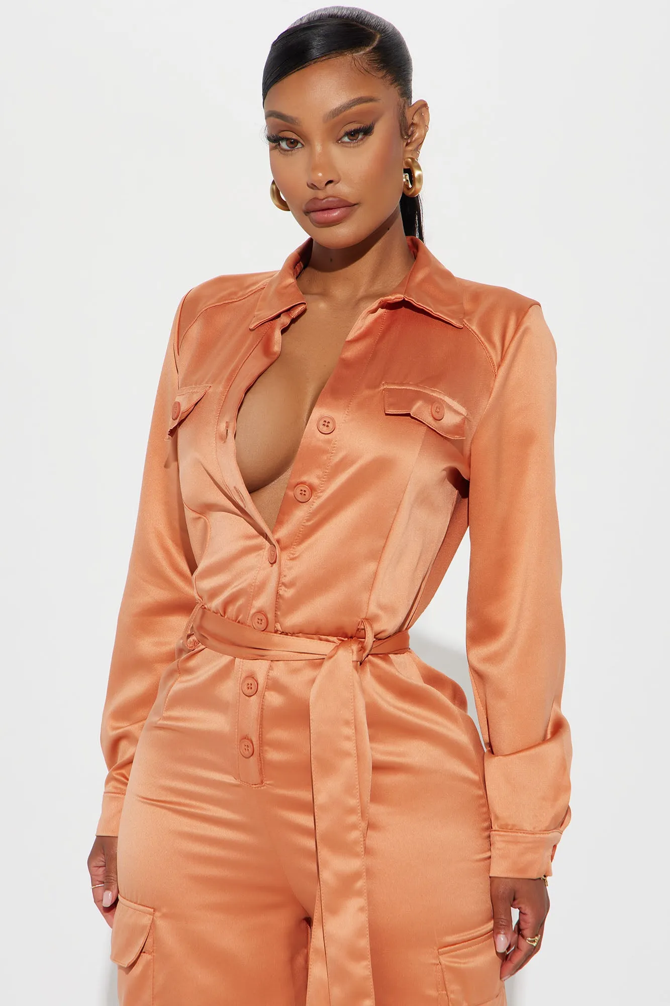 Get With It Satin Jumpsuit - Copper sold by Fashion Nova product image thumbnail 2