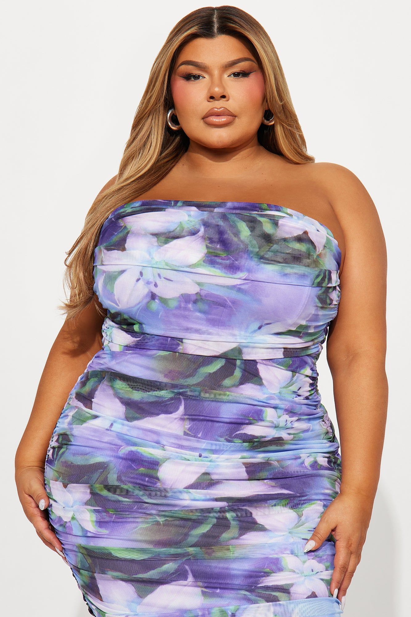 Hibiscus Kiss Mesh Maxi Dress - Purple/combo sold by Fashion Nova product image thumbnail 5