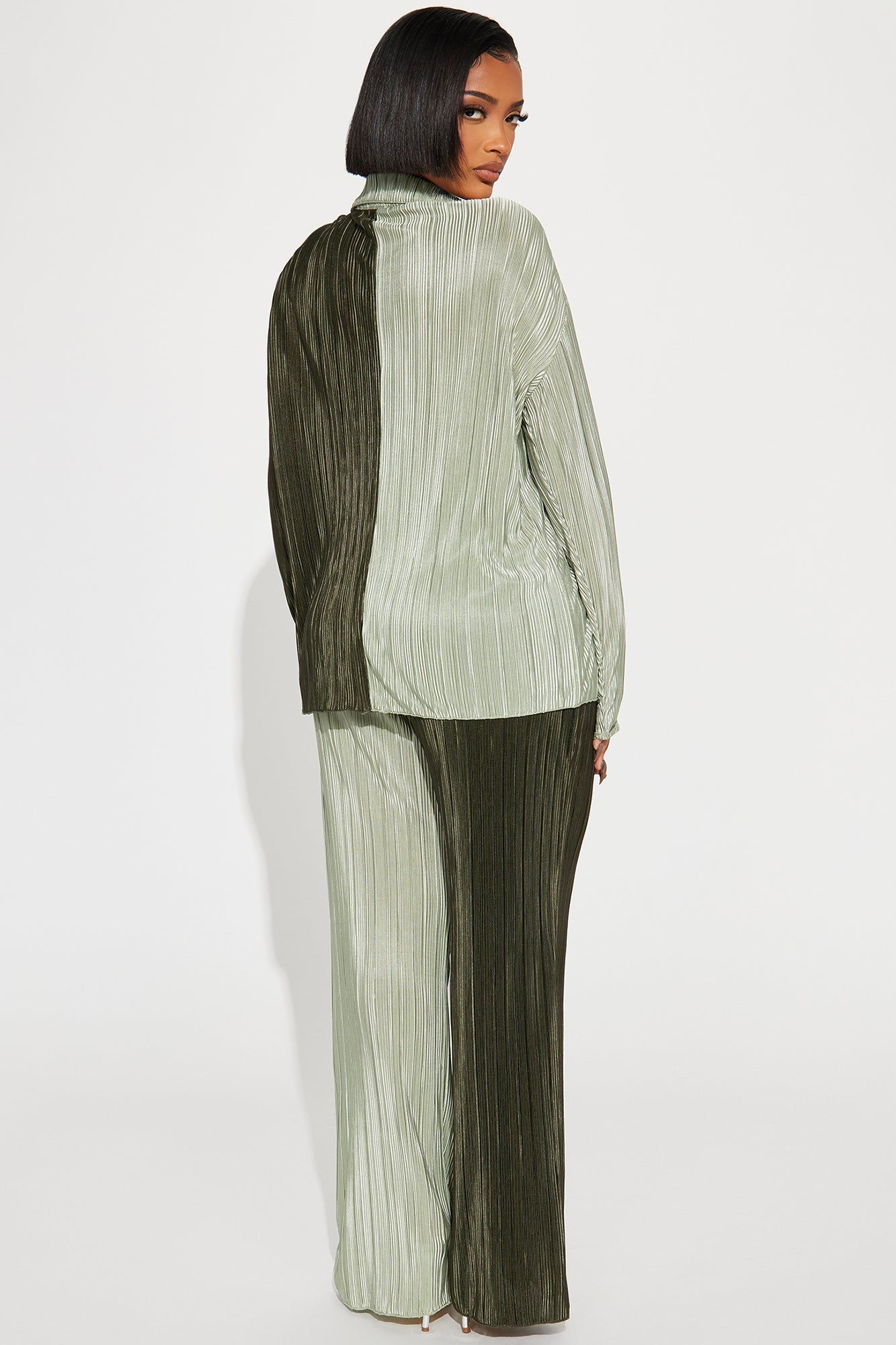 Chic Life Plisse Pant Set - Olive/combo sold by Fashion Nova product image thumbnail 3