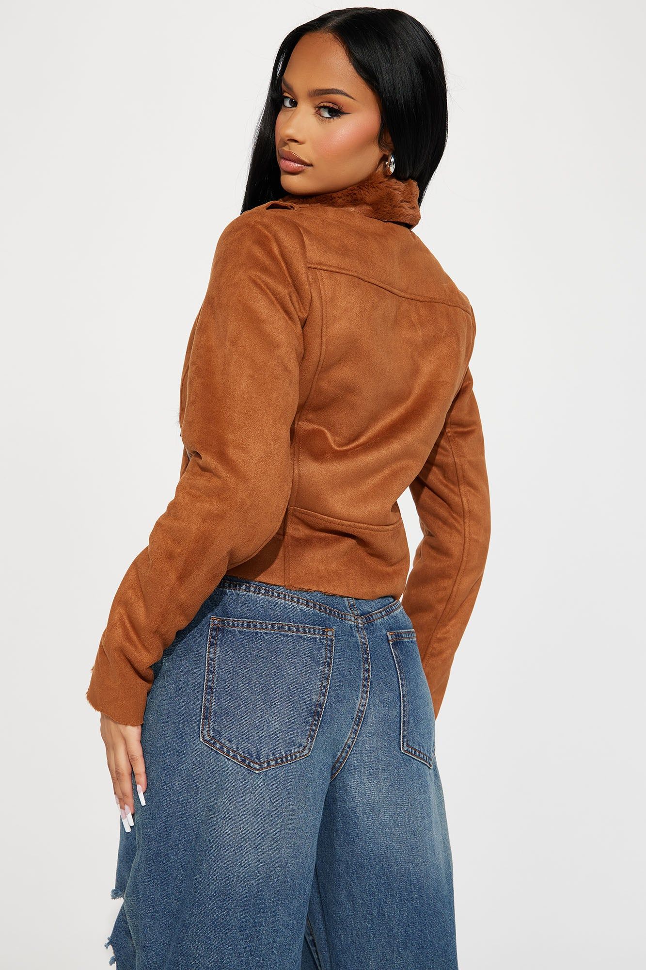 Keeping Up With Me Faux Fur Moto - Camel sold by Fashion Nova product image thumbnail 4