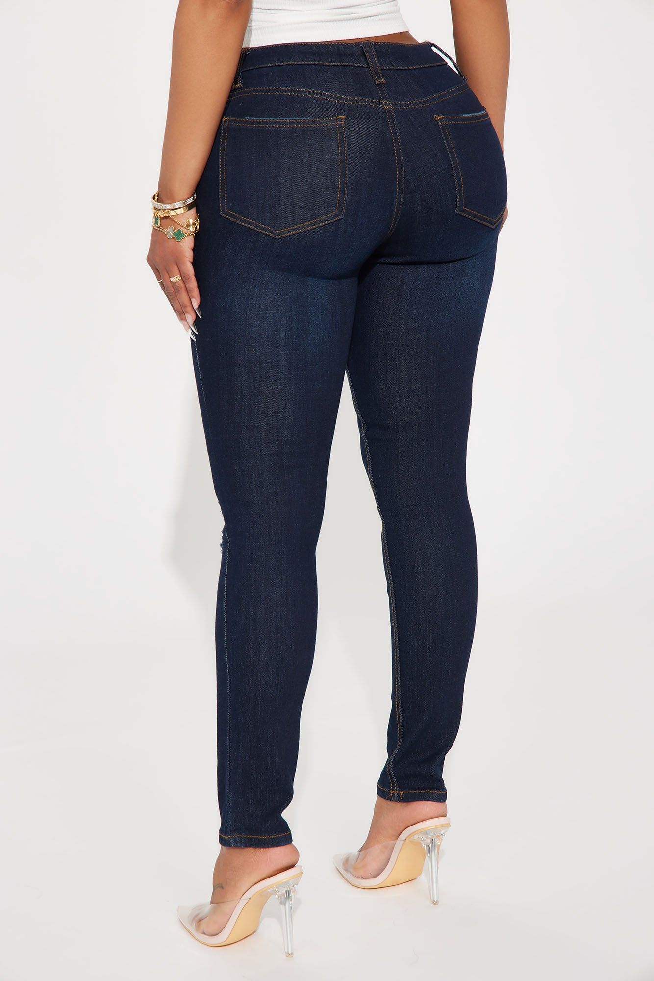To The Limits Ripped Stretch Skinny Jeans - Dark Wash sold by Fashion Nova product image thumbnail 3