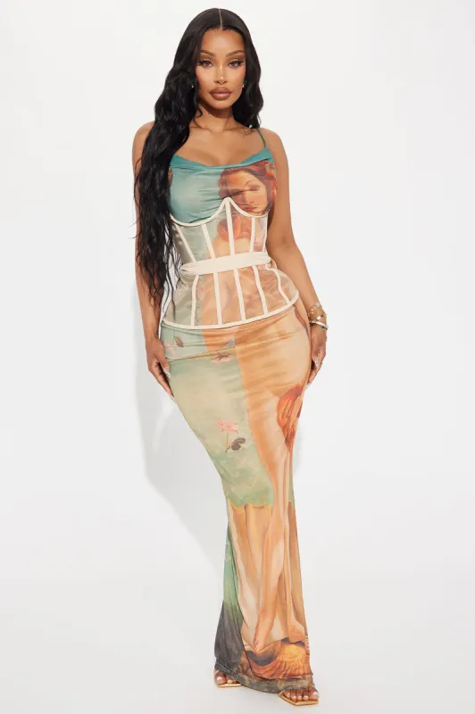 Andrina Mesh Maxi Dress Set - Green/combo sold by Fashion Nova