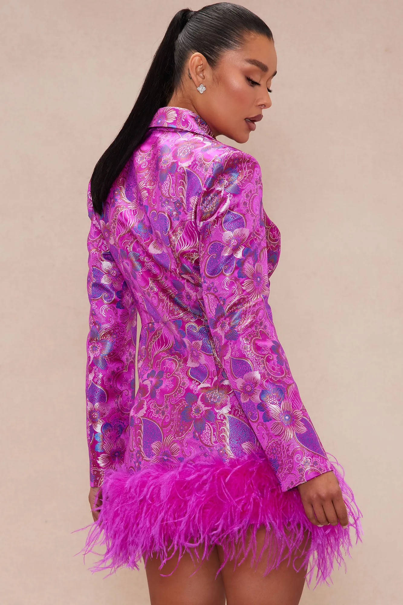 Jazzmin Satin Blazer Dress - Pink/combo sold by Fashion Nova product image thumbnail 4